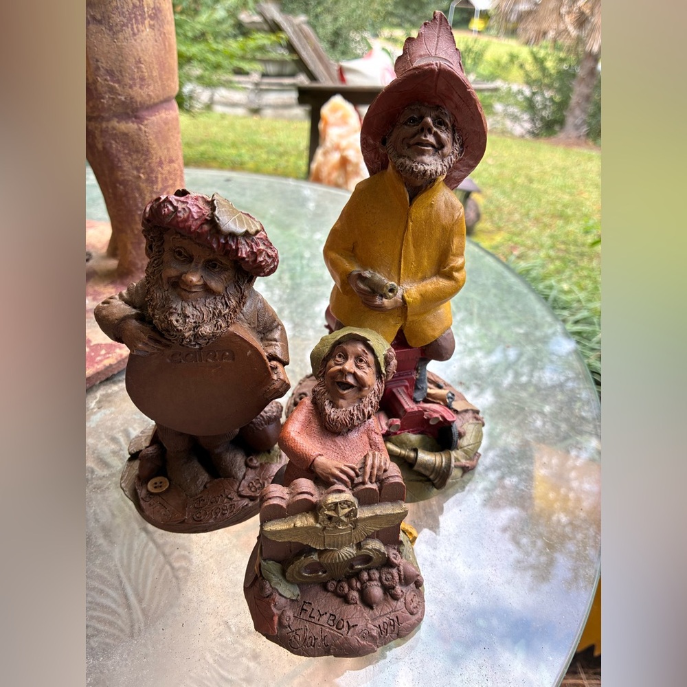 Lot of 3 Tom Clark Cairn Gnomes – Cairn 1985, Elmo Fireman 1991, Flyboy 1991 –